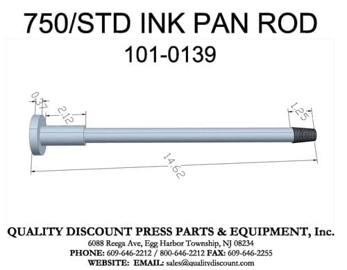 Ink Pan Assembly WEB 750 INK PAN ROD (SHORT)